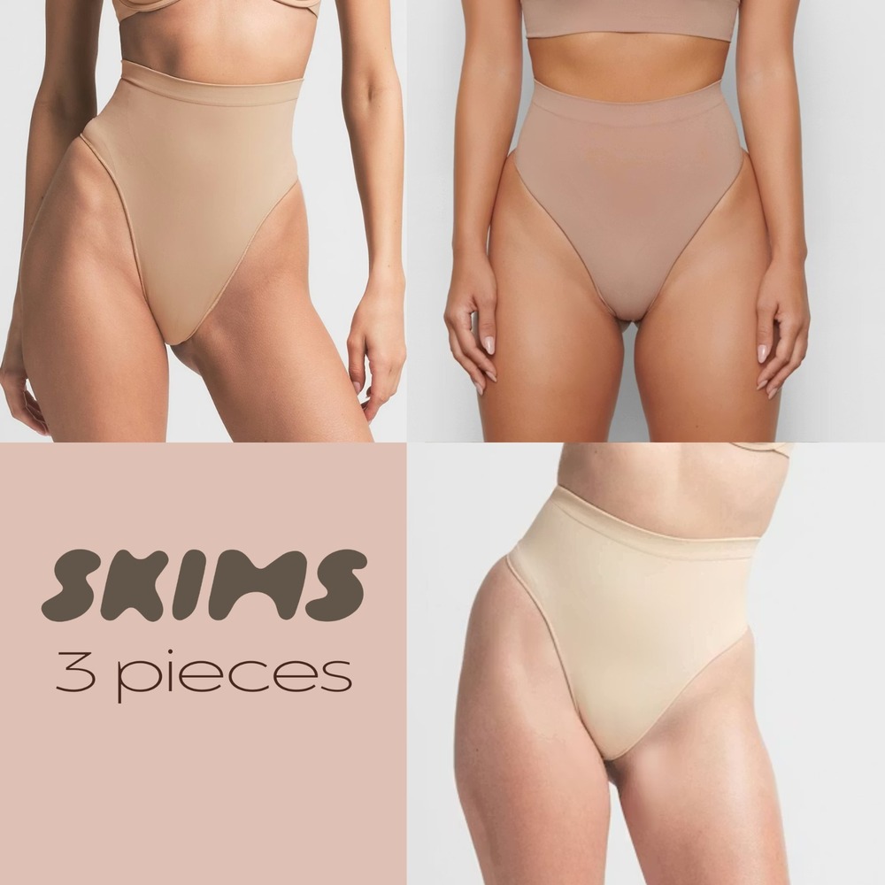 NEW SKIMS [ 3PC Small ]‎ Seamless Sculpt Mid Waist Thong Clay Sienna Sand #T2034